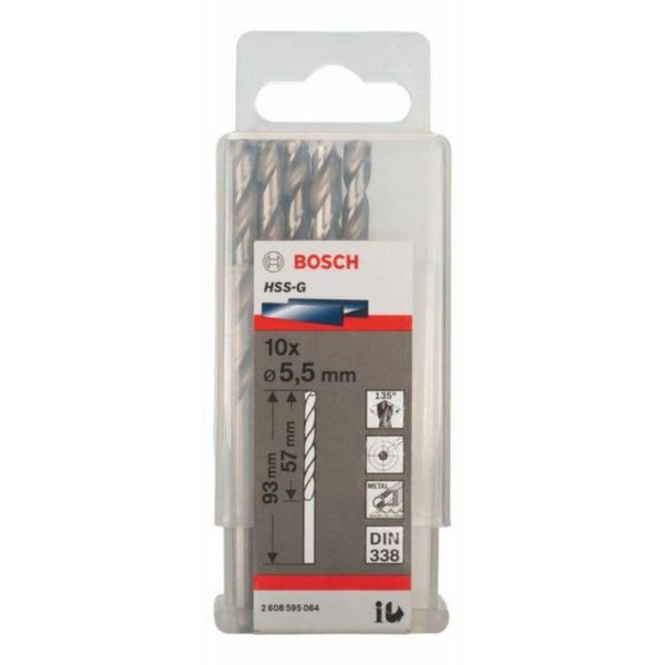 Picture of Bosch 5.5mm HSS-G Ground Flute Drill Bit - Pack 10