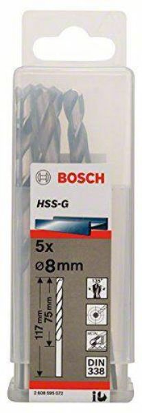 Picture of Bosch 8mm HSS-G Ground Flute Drill Bit - Pack 5