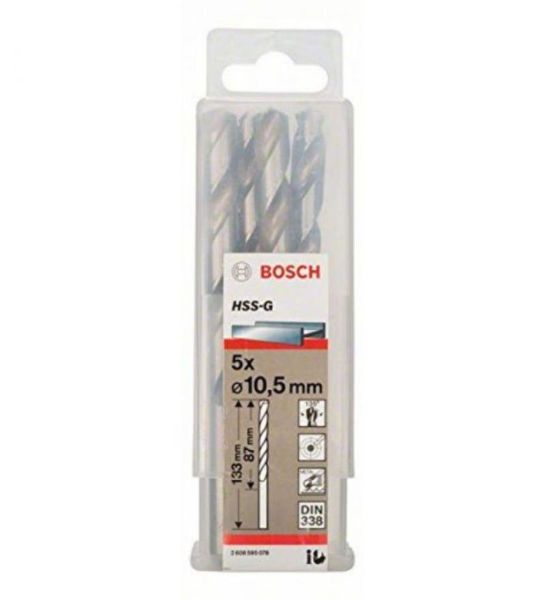 Picture of Bosch 10.5mm HSS-G Ground Flute Drill Bit - Pack 5