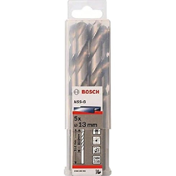 Picture of Bosch 13mm HSS-G Drill Bits for Metal 101mm Working Length 5pk