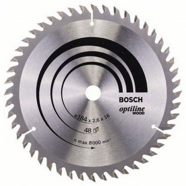Picture of BOSCH OPTILINE 184x2.6x16 TEETH :48 CIRC BLAD
184 X 2.6 X 16