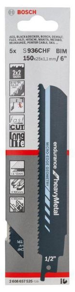 Picture of Bosch S936CHF Sabre Saw Blades - For Heavy Metal Cutting inc S/Steel & Cast Iron