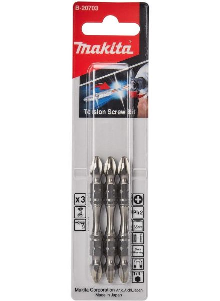 Picture of Makita B-20703 Torsion Screw Bit PH2 x 65mm - Pack of 3