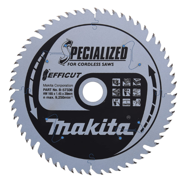 Picture of Makita B-57336 Efficut TCT Plunge Saw Blade 165mm x 20mm x 56T