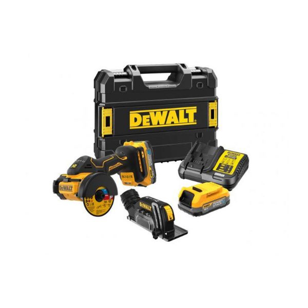 Picture of Dewalt DCS438E2T XR 18v Li-Ion Brushless 76mm Cut-Off Tool Kit in Tstak Case - c/w 2x1.7amp Powerstack Batteries, 1xCharger