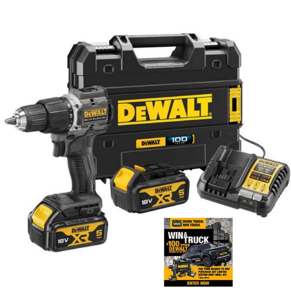 Picture of Dewalt DCD100P2T 18v Li-Ion Combi Hammer Drill in Tstak Case - c/w 2x5amp Batteries, 1xCharger
Ltd Edition Anniversary Model