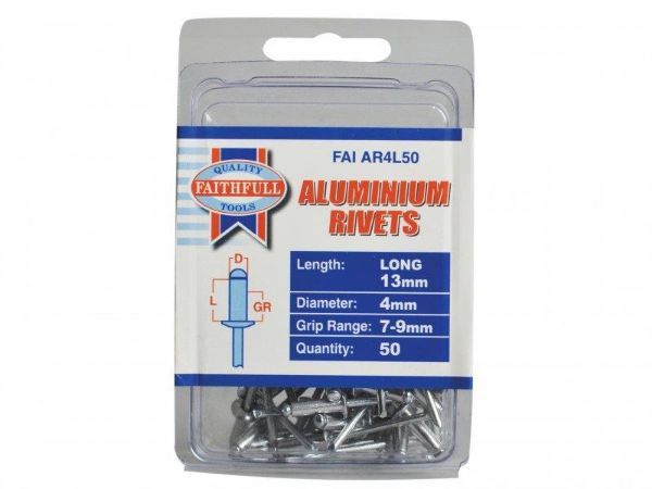Picture of ALUMINIUM RIVETS 4MM X 13MM LONG PRE-PACK OF