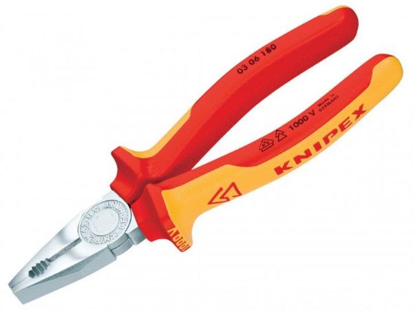 Picture of KNIPEX 03 06 180 SB COMBINATION PLIERS VDE
KNIPEX  COMBINATION PLIERS 180MM VDE