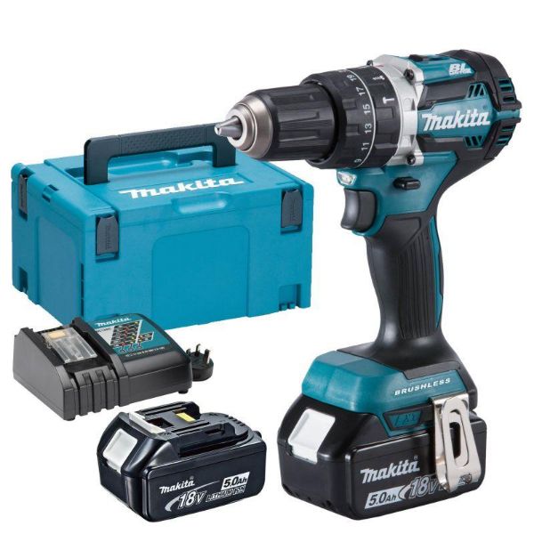 Picture of Makita DHP484RTJ 18v Li-Ion Brushless Combi Hammer Drill in Makpac Case - c/w 2x5amp batteries, 1xDC18RC Charger