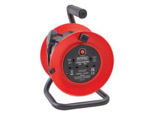 Picture of Faithfull 20m Cable Reel - 240v Twin Outlet