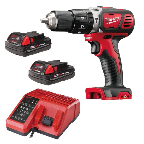 Picture of MILWAUKEE M18SET1C-152C COMPACT COMBIDRILL C/W 2 X 1.5 BATTERIES, CHARGER & CASE